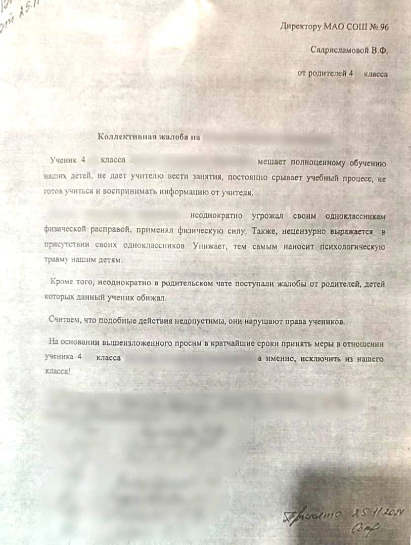 Год назад родители написали коллективное обращение на имя директора, но это не дало никакого результата | Источник: читательница E1.RU Алена
