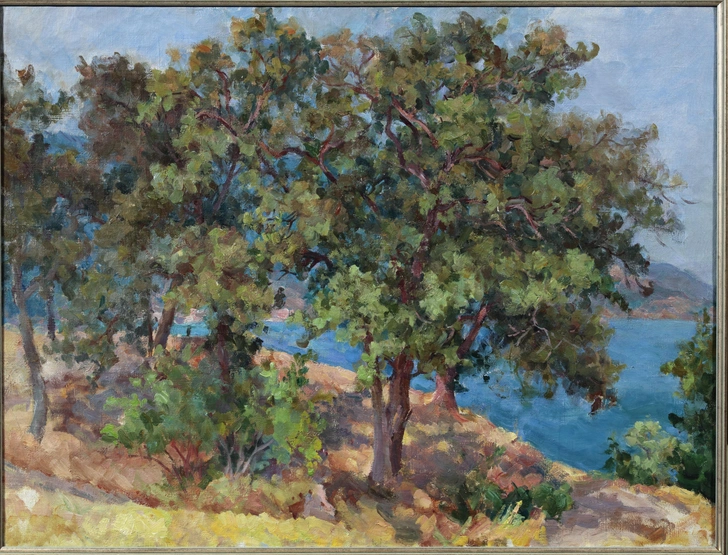 Александр Осмеркин. «Пейзаж. Крым. Алупка. Роща». 1938. Государственный музей А. С. Пушкина. | Источник: пресс-служба выставки