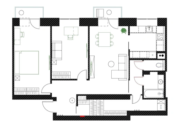План квартиры 83 кв.&nbsp;м. Проект Мари Гри.