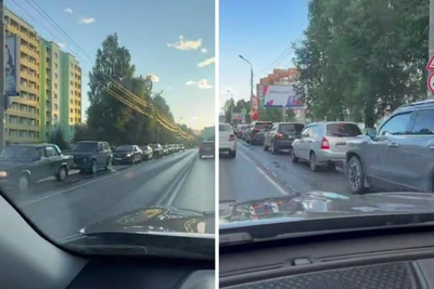 В Архангельске у АЗС на Обводном канале снова очередь
