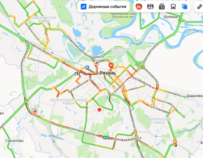 Такая картина наблюдается вечером в пятницу | Источник: yandex.ru/maps