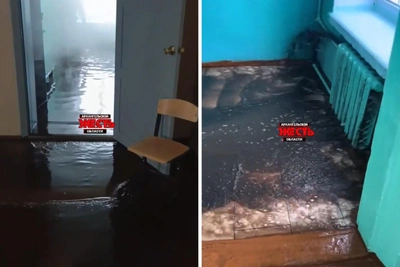 Школу в Октябрьском залило водой из трубы