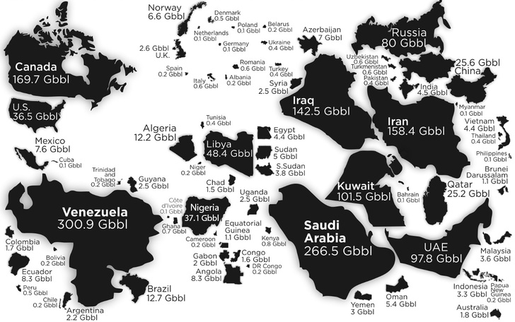 Карта: вся нефть мира в одной инфографике