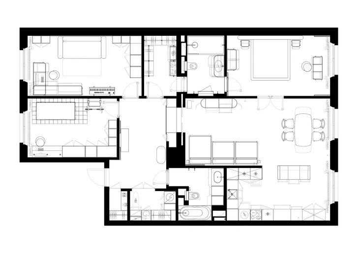 План квартиры 135 м². Проект Алены Александровой.