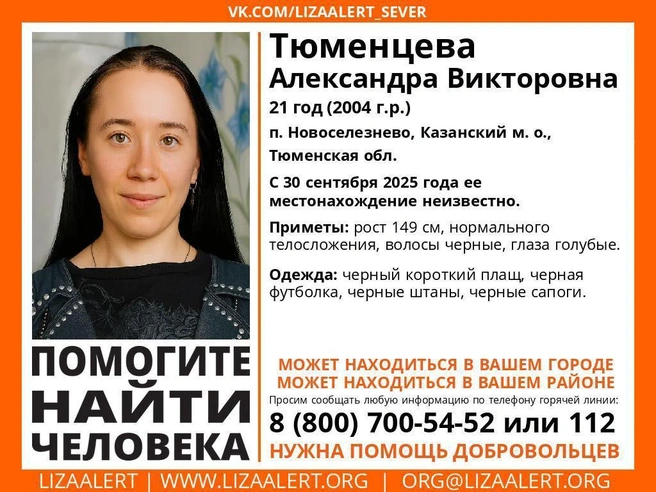 Источник: Поисковый отряд «ЛизаАлерт» Тюменской области / Vk.com