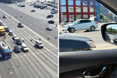 В Новосибирске автомобиль провалился в яму на площади Ленина
