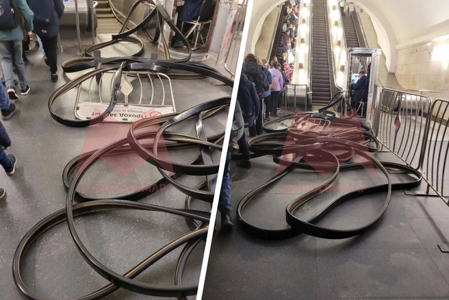 В московском метро остановили работу эскалатора из-за порванного поручня | Источник: Новости Москвы / T.me