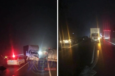 Появилось видео массового ДТП на М-8 в Ярославской области