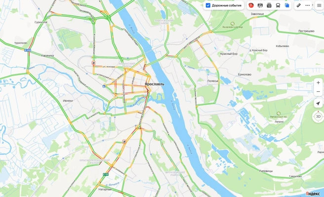 Дорожная обстановка в городе улучшилась | Источник: Яндекс.Карты