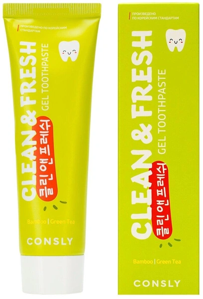 Гелевая зубная паста CONSLY Clean&Fresh с экстрактами бамбука и зеленого чая