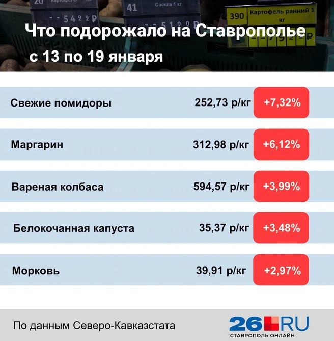 Статистика цен на продукты | Источник: Дарья Гранкина / 26.RU