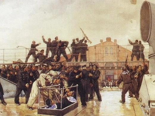 Картина «Крейсер «Аврора» в 1917 году» (художник Горшман, 1951) | Источник: Из фондов ЦВММ