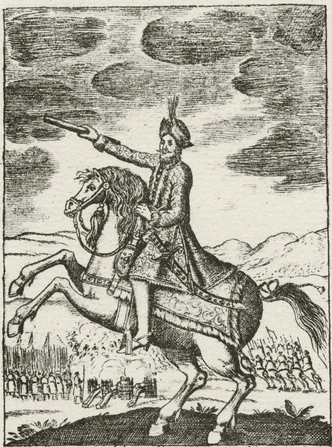 Гравюра с изображением Василия Голицына на поле брани | Источник: Wikimedia Commons