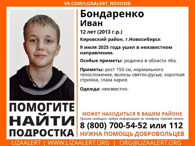 Новосибирцев просят сообщать любую информацию о подростке по телефону горячей линии 8(800)-700-54-52 или по номеру 112 | Источник: lizaalert_novosib/vk.com