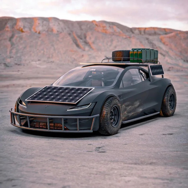Tesla Roadster в стилистике «Безумного Макса»