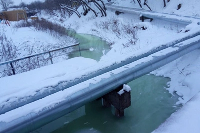 Danilikha River in Perm Turns Bright Green
