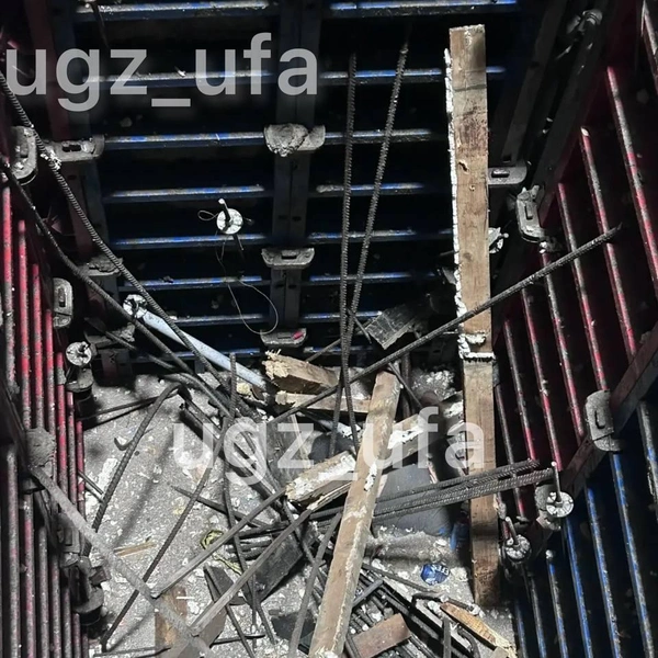 Шахта лифта в строящейся многоэтажке на Айской | Источник: t.me/ugz_ufa