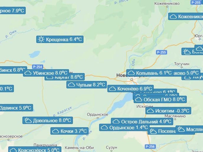 В нескольких населенных пунктах температура опустилась ниже нуля | Источник: meteo-nso.ru