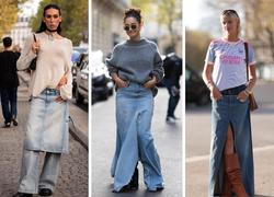 Самые модные джинсовые юбки на лето 2024 — макси, с рюшами и блестящие