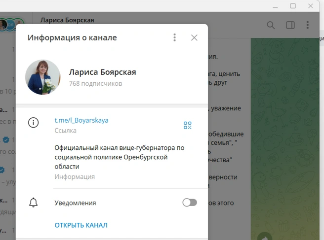 Пока в канале чиновницы закрыты комментарии | Источник: Лариса Боярская / t.me