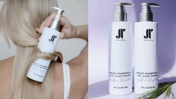 Фиолетовый шампунь для блондинок от JR придает благородный жемчужный оттенок | Источник: ИП Манеева Екатерина Владимировна