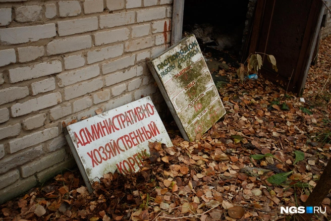 Когда-то важные для сотрудников лагеря вывески лежат на земле  | Источник: Андрей Бортко / NGS.RU