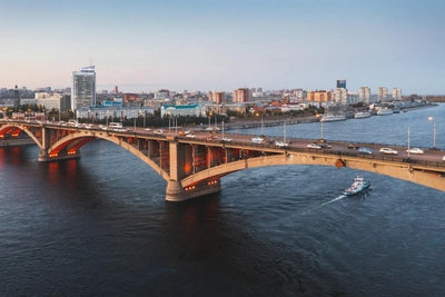 Строительство Коммунального моста в Красноярске: фотохроника