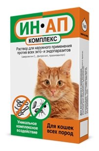Капли против экто- и эндопаразитов ИН-АП для кошек и котят. Производитель: «Астрафарм» 