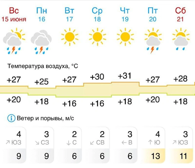 Дожди пройдут в начале и в конце недели | Источник: GISMETEO