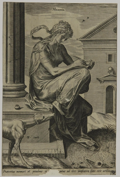 Память из серии «Добродетели». Гравер Корнелис Корт, автор композиции Франс Флорис де Фриндт. Время создания доски: 1560 | Источник: ГМИИ им. А.&nbsp;С.&nbsp;Пушкина