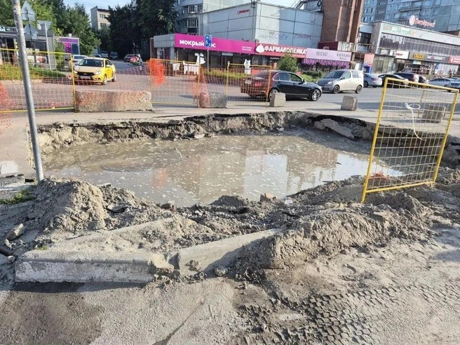 «Бассейн» появился несколько дней назад, участок огражден | Источник: Читатель НГС