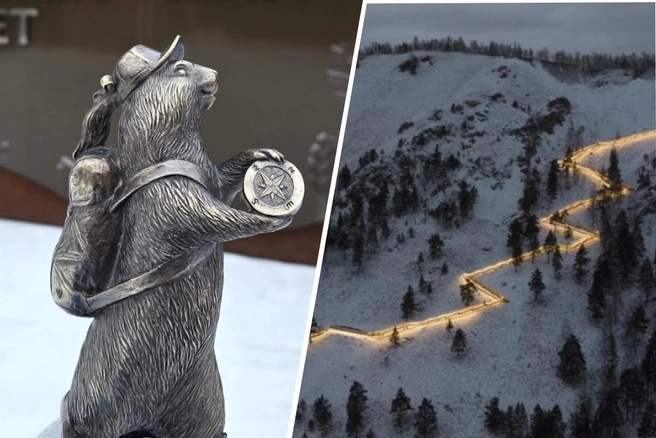 Суслика установили на лестнице | Источник: Дмитрий Моторой/ VisitSiberia / vk.com, пресс-служба Агентства по туризму Красноярского края