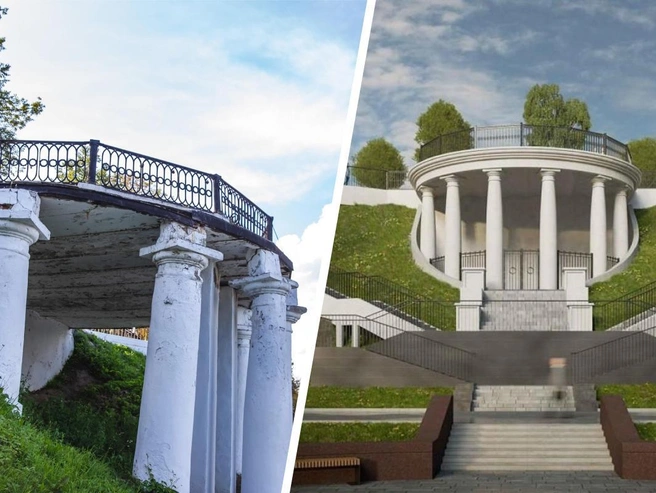 Смотровая площадка на Волжской набережной в Ярославле готовится к реставрации. | Источник: Кирилл Поверинов / 76.RU, ООО «Экспертное бюро»