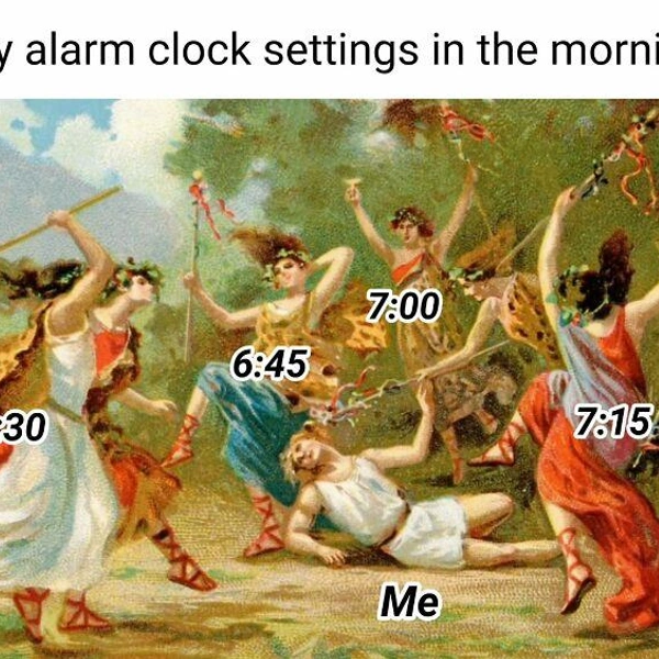 Я и настройки моего будильника. | Источник: artmemescentral