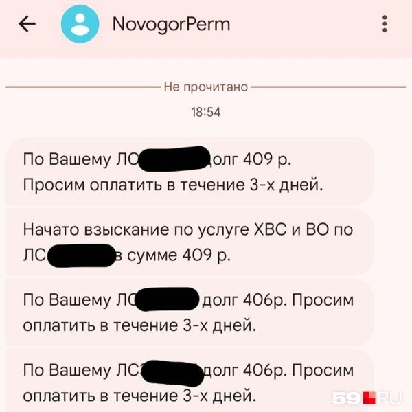 Все эти сообщения пришли в начале июля в течение минуты | Источник: Наталия Главатских / 59.RU