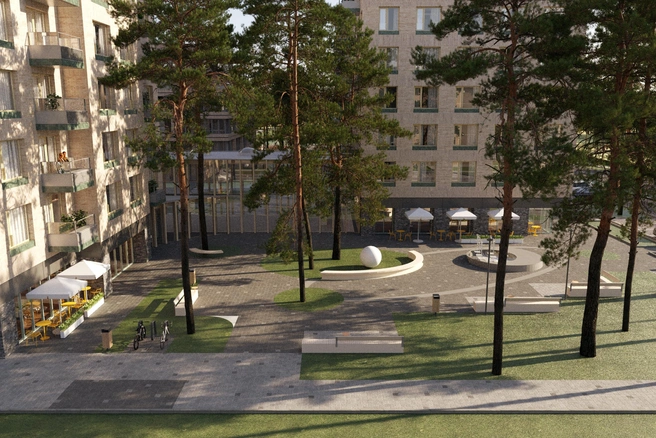 В компании считают, что карманный сквер может стать новой точкой притяжения, возможно, там появится ресторанный кластер | Источник: группа компаний «ТАК»