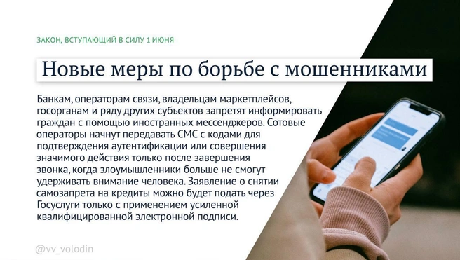 Какие законы вступят в силу в России в июне | Источник: Вячеслав Володин / Telegram