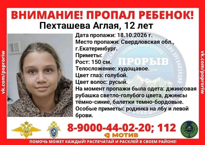 Аглая пропала 18 октября | Источник: поисковой отряд «Прорыв»