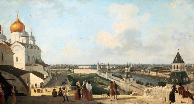 Белые стены Кремля, 1797 год | Источник: Картина Жерара Делабарта из коллекции Пушкинского музея