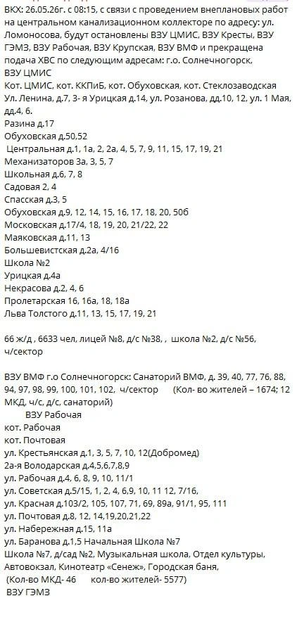 Весь Солнечногорск остался без воды | Источник: «Реальный Солнечногорск» / T.me