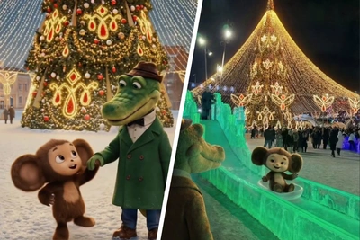 Чебурашка и Гена в Перми: ИИ-видео о новогодних приключениях