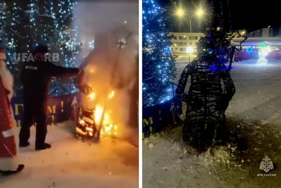 В Уфе салют поджёг Деда Мороза