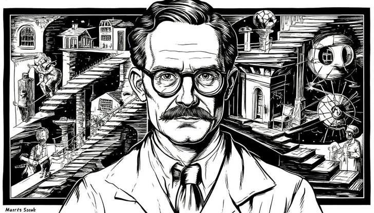 Стилизация под черно-белую графику Маурица Эшера | Источник: Шедеврум