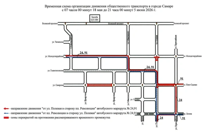 Автобусы продолжать объезжать участок, где ведется ремонт | Источник: Администрация Самары