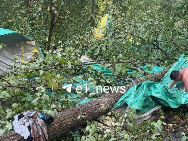 На фото палатка, в которой, к счастью, никого не было | Источник: читатель E1.RU