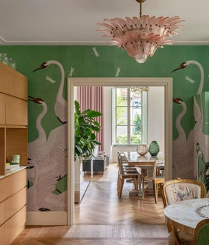 От оливкового до изумрудного: миланская квартира в зеленых тонах