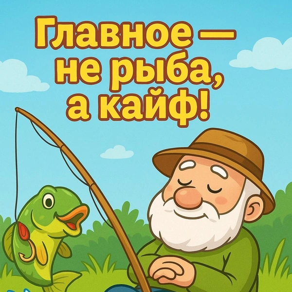  День Рыбака: открытки близким, смешные открытки, открытки другу на день рыбака, открытки на день рыбака, рыбак | Источник: theDay/DALL-E