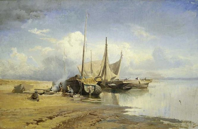 Источник: Ф. А. Васильев. Вид на Волге. Барки. 1870. Холст, масло. ГРМ