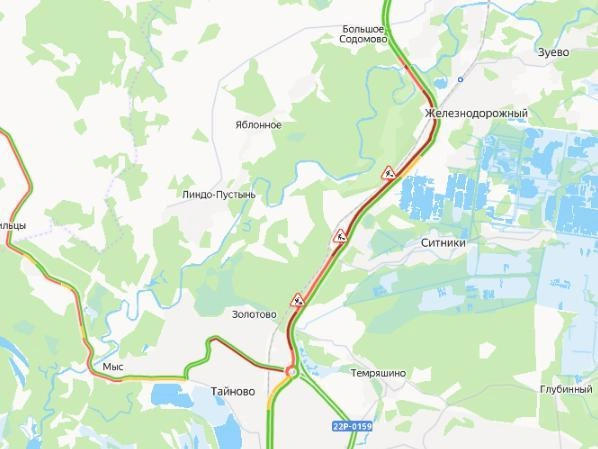 Пробка собралась в сторону Борского моста | Источник: Яндекс Карты
