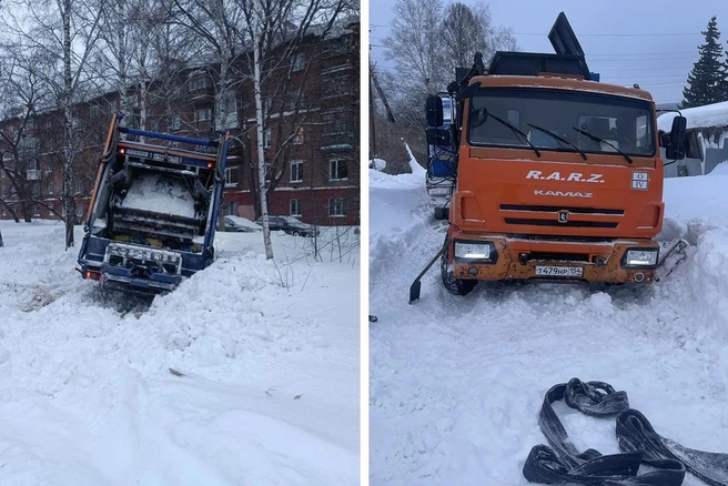 Мусоровозы застряли на Театральной и Новой улицах | Источник: АО «САХ»